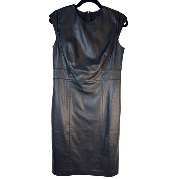Ann Taylor Size 8  Faux Leather Dress Black - Picture 2 of 14